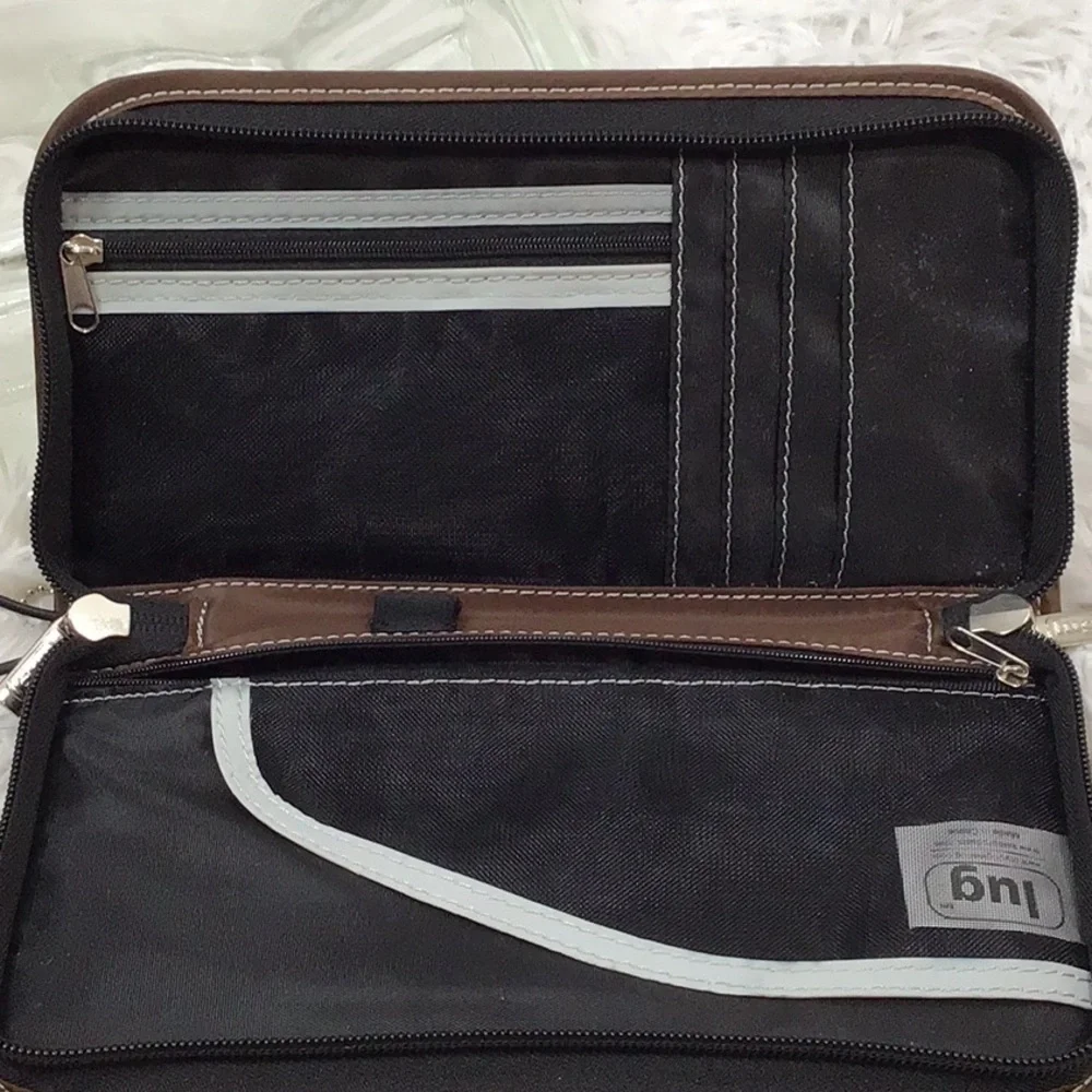 Lug Quilted Brown Tango travel passport wallet wristlet NWT